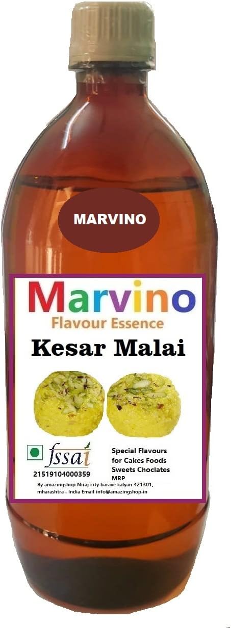 Marvino Kesar Malai Food Flavours Essence for Cakes Whipcream Fondant Sweets Ice-Creams Chocolates Flavoring Syrup
