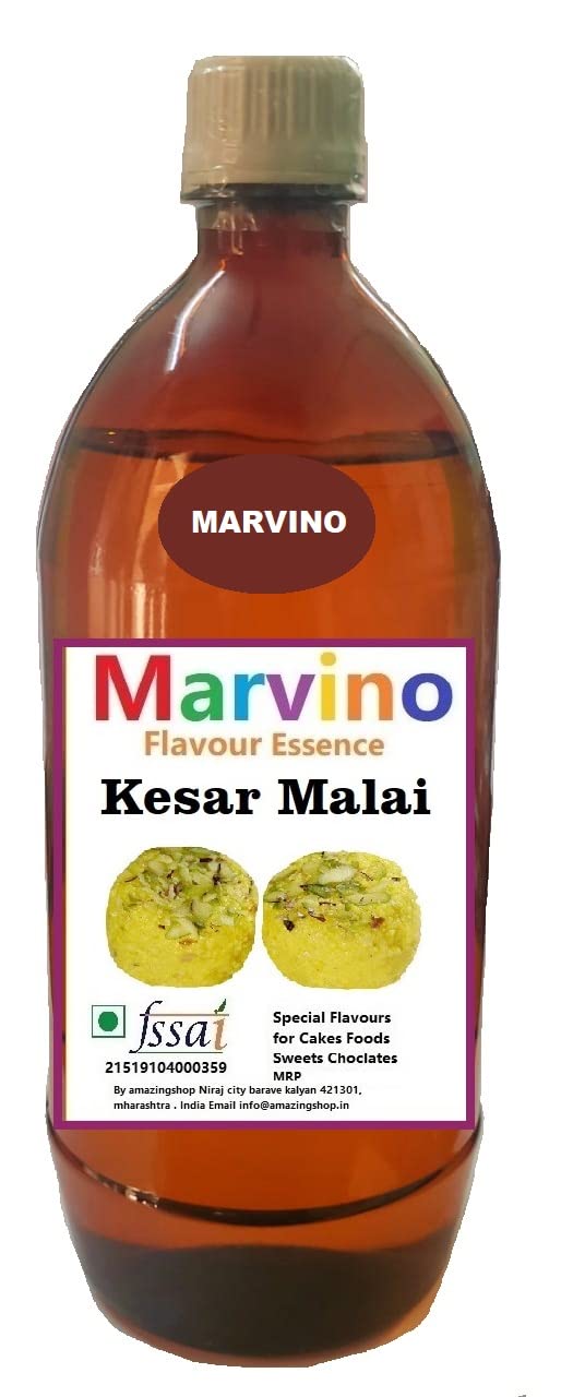 Marvino Kesar Malai Food Flavours Essence for Cakes Whipcream Fondant Sweets Ice-Creams Chocolates Flavoring Syrup