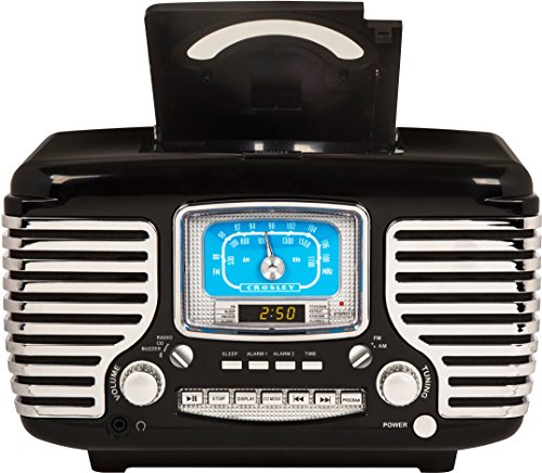 Crosley Cr612D-Bk Corsair Retro Am/Fm Dual Alarm Clock Radio With Cd Player And Bluetooth, Black #TOP2