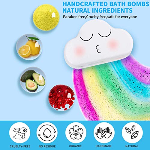 Rainbow Bath Bombs,2 Large 6.5Oz Handmade Natural Ingredients And Dreamy Rainbow Bath Bombs Gift Set ,Cloud Bath Bombs With Rich Bubbles,Gift Valentine's Day, Birthday For Her, Girls, Women And Kids #TOP1