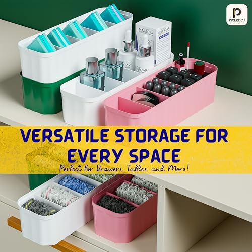 Image of PIXERDOT Pack of 4 - WHITE | Socks & Cloths Organizer For Wardrobe and Drawer, Innerwear, Undergarments, Bra, Panty, Hankerchief and Hosiery Organiser for Wardrobes, Drawers and Cupboards
