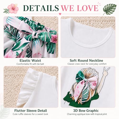 Image of Girls Summer Outfits Cute Sleeveless Top High Waisted Short Sets with Pockets Teen Girl Clothes Size 6-14 T