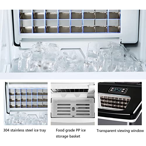 Fabricadora de hielo de mostrador, máquina de hielo auto-limpiable, portátil y compacta para cubos de hielo, acero inoxidable, 55 lb en 24 horas, ideal para hogar/cocina/oficina/bar miniatura 6