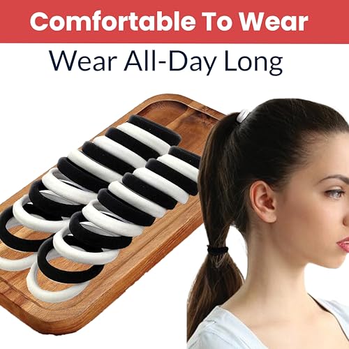 Image of TEMPERIA (30 Pcs) Hair Band for Women & Girls - Premium Rubber Band - Elastic Ponytail Hairband Ties Accessories - 15 Black & 15 White (DN01)