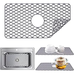 Alfombra Para Fregadero AUAUY Alfombrilla De Silicona Para Fregadero De Cocina,1 PCS Resistente Al Calor, Antideslizante Para Fregadero, Alfombrilla De Malla Para Fregadero De Acero Inoxidable (Gris, 62,5 x 33 cm)