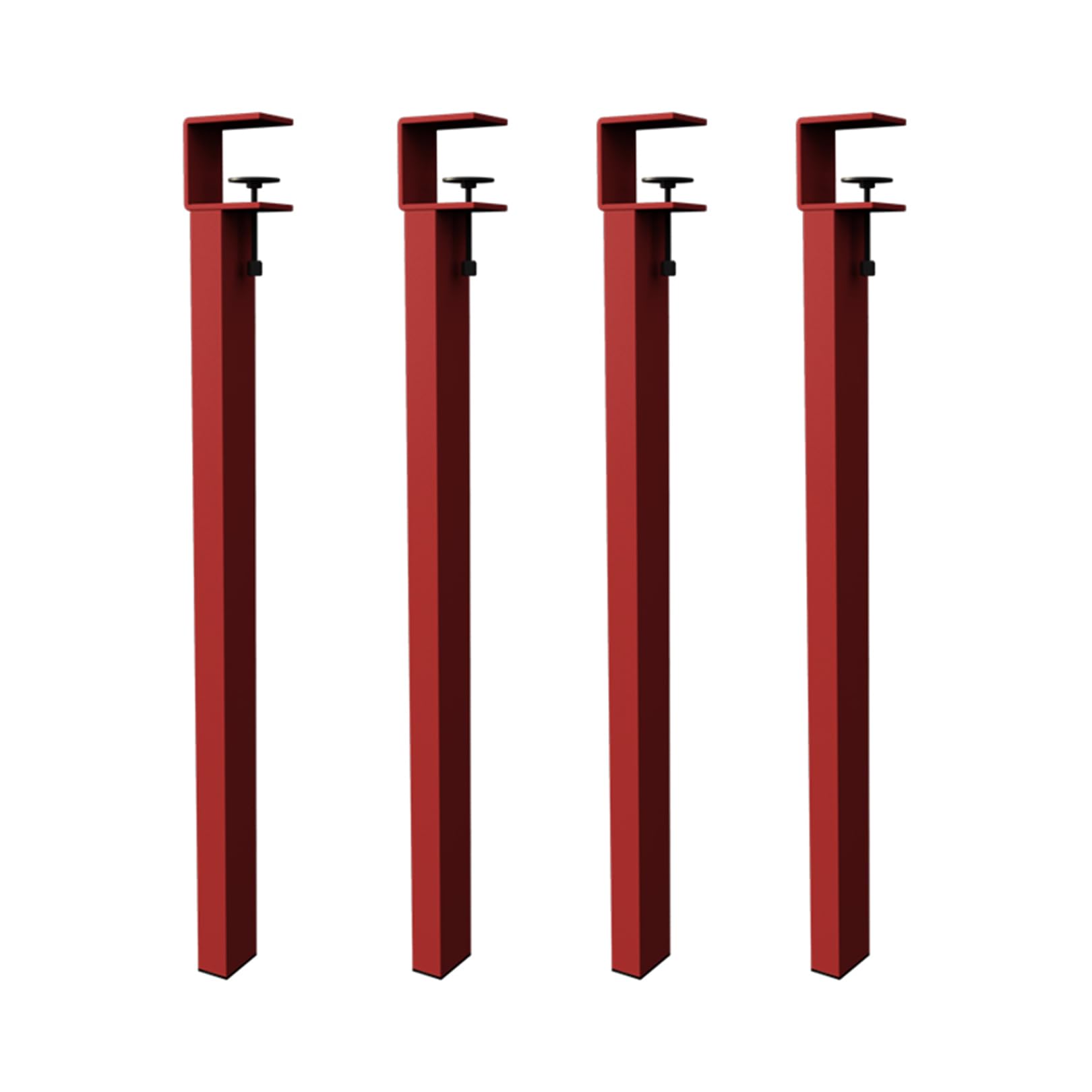 DJCYGG 4 Pcs F-Shaped Clamp-on Table Legs,Table Leg Riser with Wheels,Metal Furniture Feet Worktop Support Leg,for Coffee Table Breakfast Bar,No Punching Design (Red,71cm)