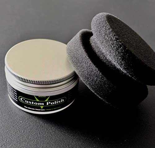 CUSTOM POLISH - Juego de pulido para llantas de aluminio y acero inoxidable, 120 g, incluye aplicador para almohadillas de pulido