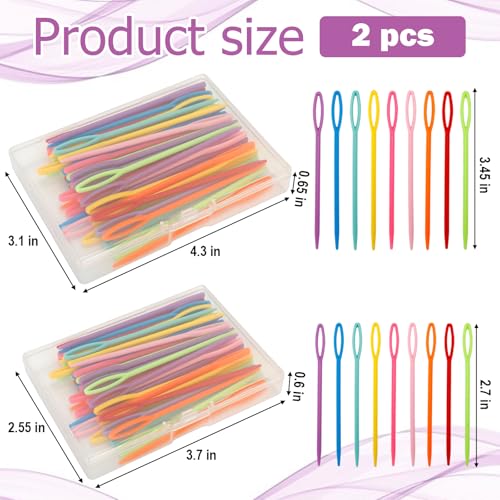 Image of 100 Pcs 2.7 inch & 3.5 inch Large Eye Plastic Sewing Needles, Yarn Needles, Tapestry Needle Weaving Darning Needles Safety Plastic Lacing Needles Crochet Accessories for DIY Beginner Sewing Handmade Crafts
