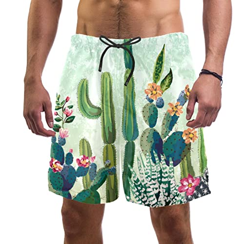 Maillots de Bain Hommes Aquarelle Cactus Séchage Rapide JDEZ