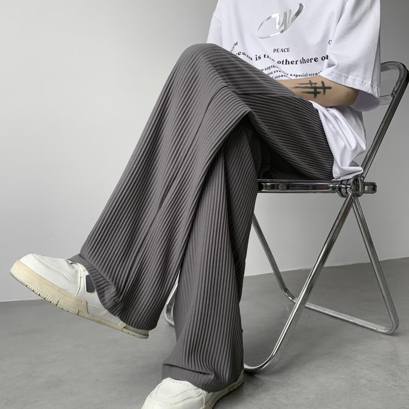 CJQJPNZ Summer Pleated Japanese Streetwear Hip-Hop Loose Straight Pants for Men Ice Silk Trousers2
