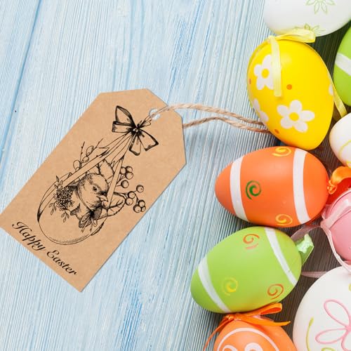 VYNZOR 30 Stück Osteranhänger Set, 6 Verschiedene Designs mit Hasen Eiern und Grüßen, Geschenkanhänger aus Karton mit Juteschnur, Perfekt für Geschenkverpackung Partydekoration und Osterkörbchen