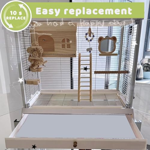 Image of ZIQON 120 Pcs Bird Cage Liner Papers Big Size Cage Paper Liners Disposable Cage Paper Liners Precut Absorbent Cushion Pad Mat Accessories for Pet Bird Parrot
