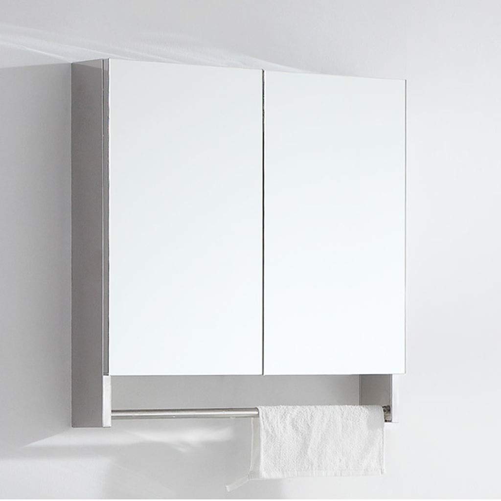 Gabinetes con Espejo de baño de Acero Inoxidable con toallero Espejo de Montaje en Pared Color: Plata, Tamaño: 80x70x13cm (Tres Puertas) (Plata 60x70x13cm)