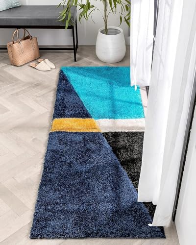 Image of SAGON Anti-Skid Shaggy Carpet Rug for Home | Ultra-Soft Plush Floor Mat for Living Room & Bedroom | Non-Slip, High-Density, Cozy Luxury Decor| 2 x 5 Feet Turquoise Half