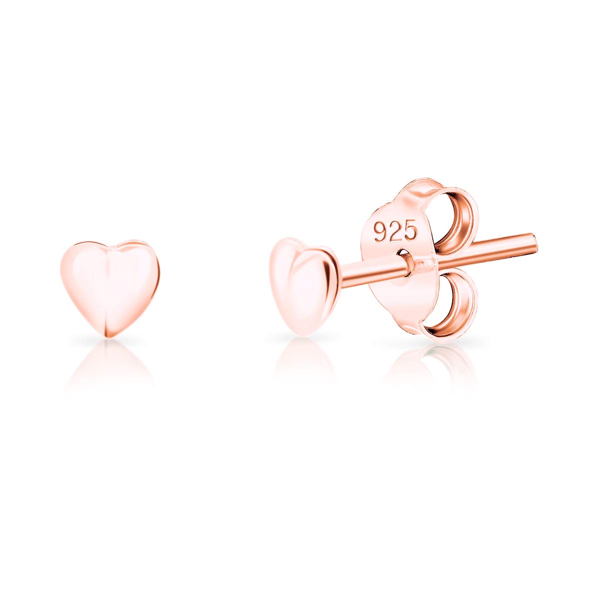 DTPsilverAretes de Plata Pequeños - Pendientes Mujer Plata de Ley 925, Chapado en Oro Amarillo o Rosa - Corazón Pequeño - Diámetro: 3.5 mm