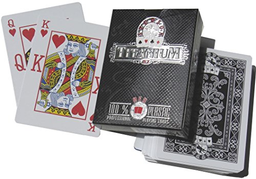 SPOT GAMES Cartes Poker 100% Plastique Titanium + Cut Card Noir 150B