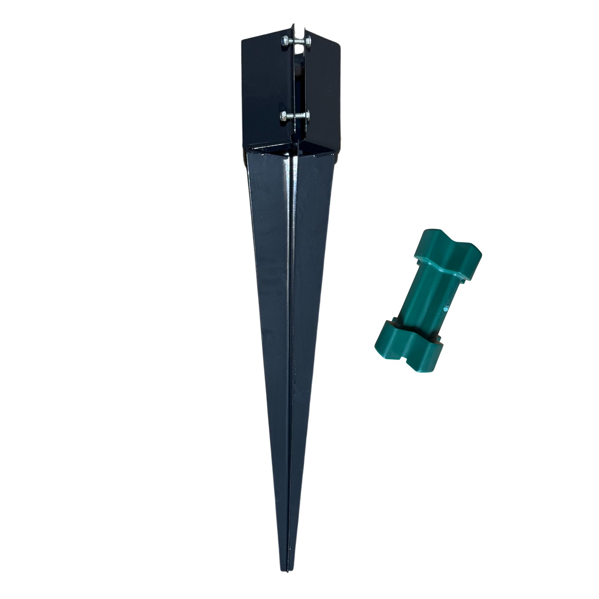 [FIXINGS DIRECT®] 100mm (4") Grey Industrial Fence Post Spike Support 600mm Long Drive Down Post Spike (Includes Free Updated Driving Tool) (7, 100x100mm (4"))