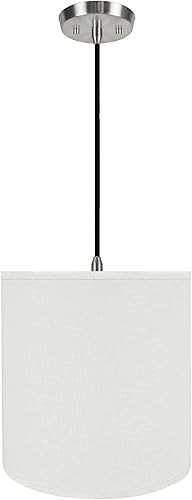 Aspen Creative, Blanco 72532-11 Lámpara colgante de techo con pantalla de tela imperio de tapa dura, 15 pulgadas de ancho