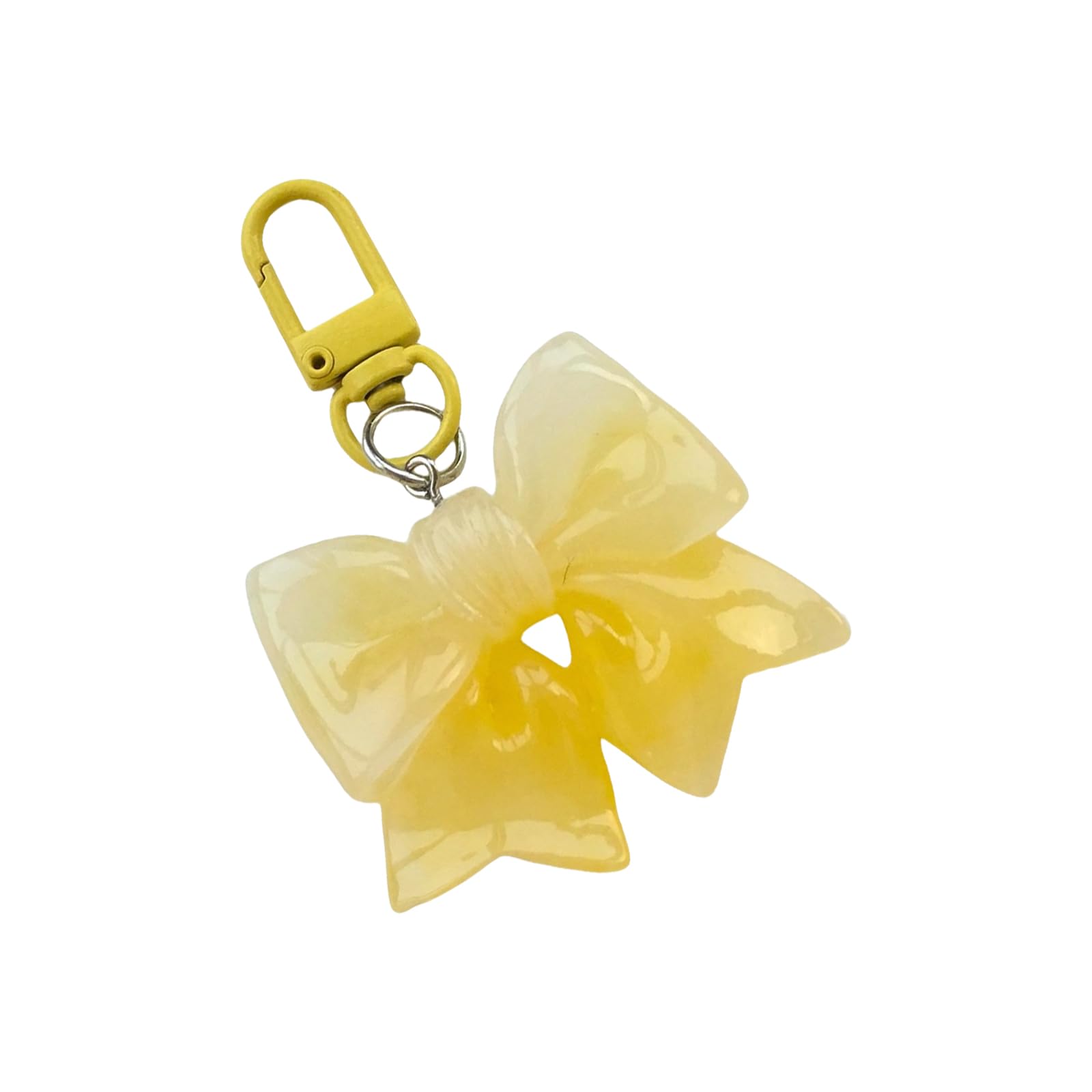 Sbshiouu Yellow Fashionable Ice Translucent Bowknot Tie Charm Keyring Charm Sturdy Resin Materials Multiple Color Portable Designs Stylish Keychain For Bag Luggage