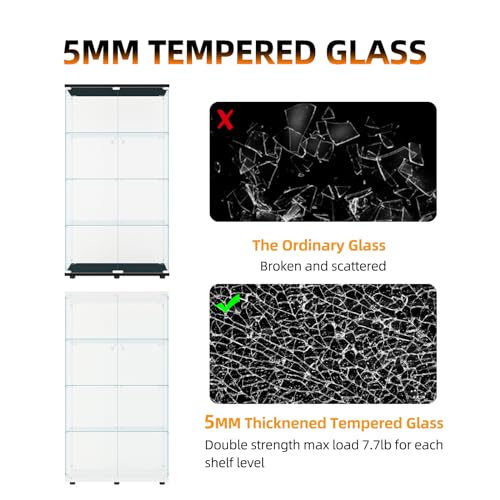 Glass Display Cabinet for Living Room, Bedroom, Office