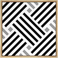 SIGNWIN Framed Canvas Wall Art Optical Illusion Line Art in a Symmetrical Patches Geometric Shapes Illustrations Modern Fun Black and White for Living Room, Bedroom, Office - 16x16 inches