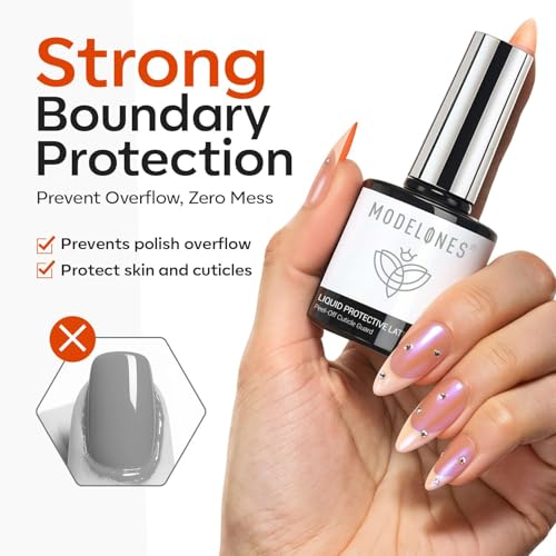 Image of modelones 2Pcs Gel Polish Liquid Latex for Nails, 15 ml Peel Off Base Coat Nail Polish Barrier with Stick, Fast Dry Cuticle Guard, Skin Protector for Fingers