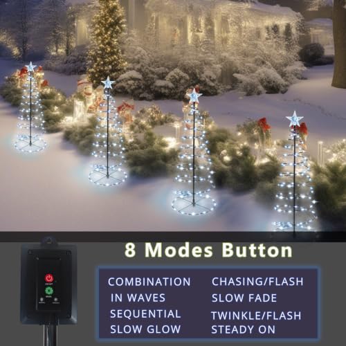 2 Pack 29 Inch Spiral Solar Christmas Tree Lights - image 4