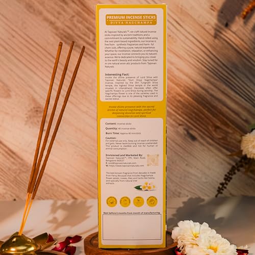 Image of Premium Nagchampa Incense Sticks (40 Sticks) - Handcrafted, Pure, Calming & Meditative Fragrance for Spiritual Practices, Yoga & Relaxation