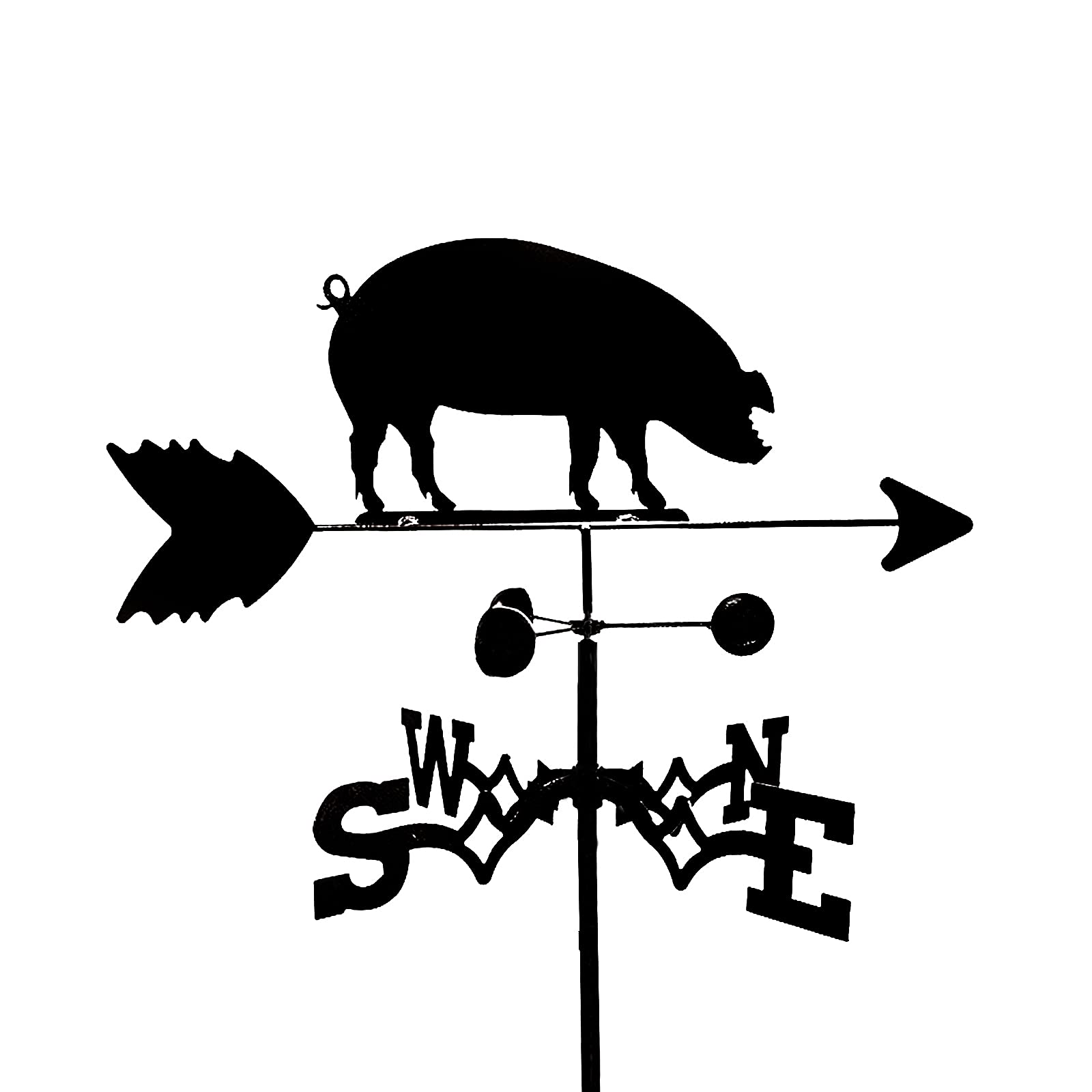 EICOFF Exquisite Metal Weather Vane Ornament Boar Pig Weather Vane Weathercock Wind Direction Indicator Weathervane Measuring Tools with Anti-Rust Coating Satin Black for Garden Patio Yard Decorati