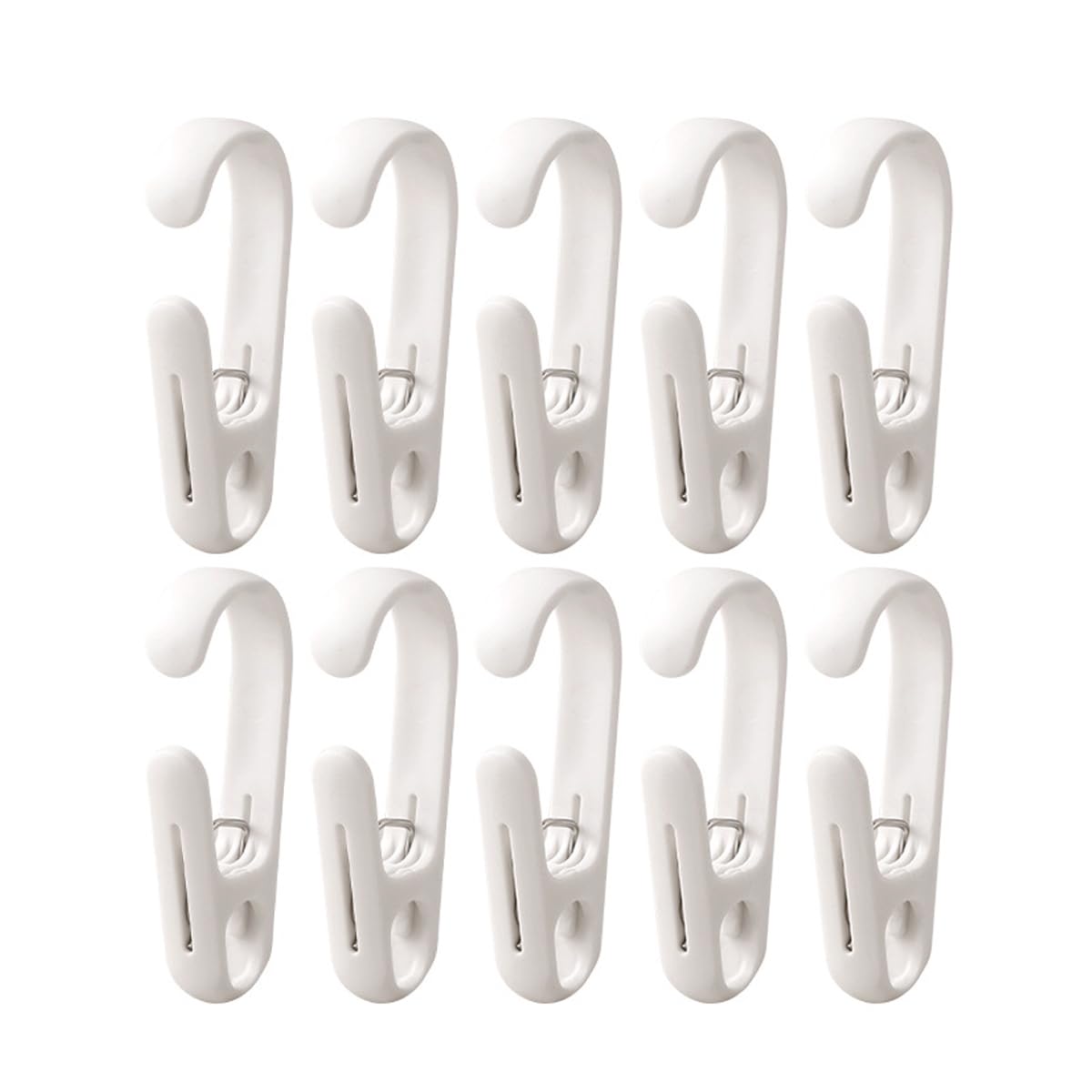 ARFUKA Multipurpose Clothes Pins Clips with Hanging Hooks Plastic Laundry Clips for Socks, Towels, Pants, Handbag - Closet & Travel Organizer Pack of 10