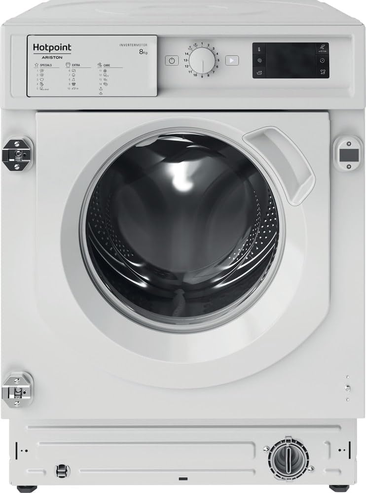 Hotpoint - BIWMHG81485EU Lave-linge Hublot Encastrable - Capacité 8kg - Chargement Frontal, 1400 tr/min - Programme Anti-tache 100, Départ Différé 1-24h - Classe Énergétique B - Blanc