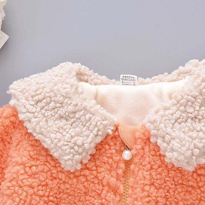 Bold N Elegant Kid's Baby Girl Winter Warm Zipper Fur Standard Length Jacket Coat Party Outerwear Jacket Coat for Infant Toddler Baby Boy Girl (3-4 Years, Orange)