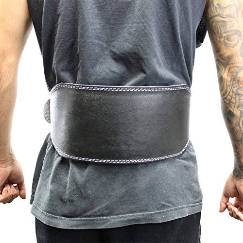 Last Punch 6" Fitness Leather Weight Lifting Belt Padded Black