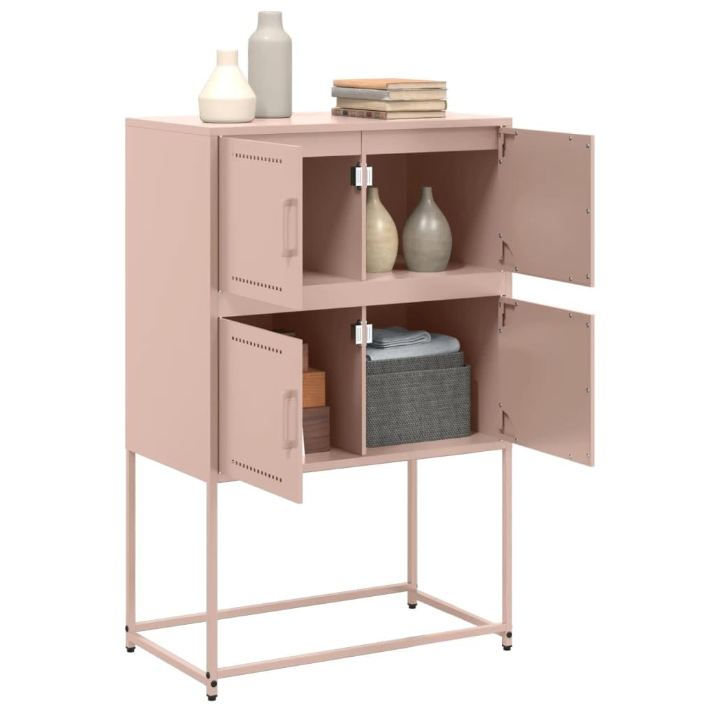Homgoday Armoire de sol Mobilier de bureau, Buffet rose 68,5 x 38,5 x 107 cm en acier, meuble buffet, table de chevet, chambre à coucher, buffet pour chambre à coucher, modèle Model846483