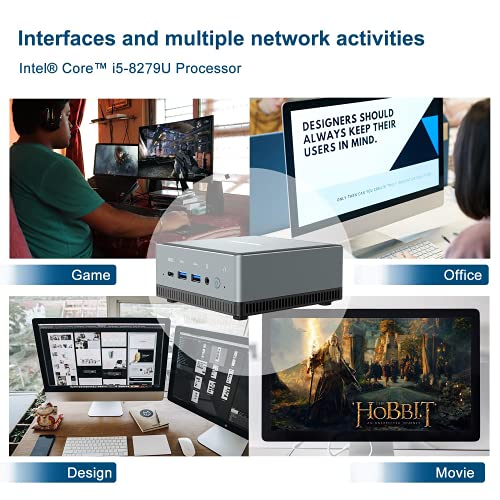 MINIS FORUM Mini PC Intel Core i5-8279U | 16GB DDR4 512GB PCIe SSD | Intel Iris Plus Graphics 655 | 2.4G/5G Dual WiFi BT 4.2 | HDMI/Display/USB-C | 2X RJ45 | 4X USB 3.0 | Small Form Factor - Image 3