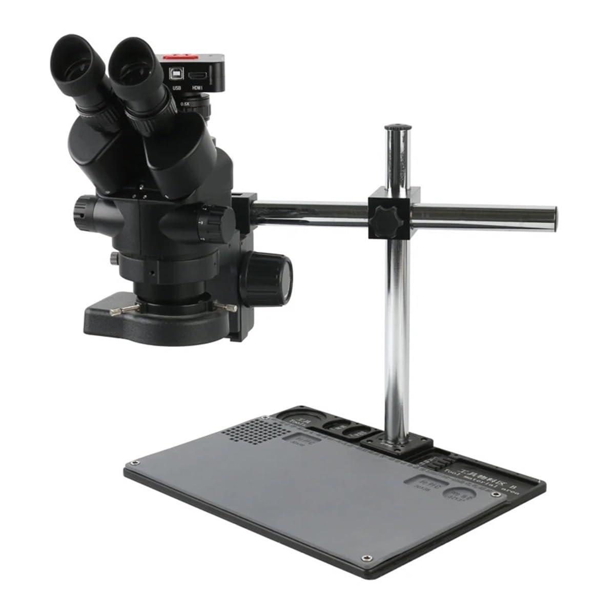 Kit di accessori per microscopio Microscopio stereo trinoculare con zoom simulfocale 3,5X-90X + Supporto multifunzione in lega di alluminio + Vetrini per microscopio con fotocamera HDMI 38MP 1080P 4K