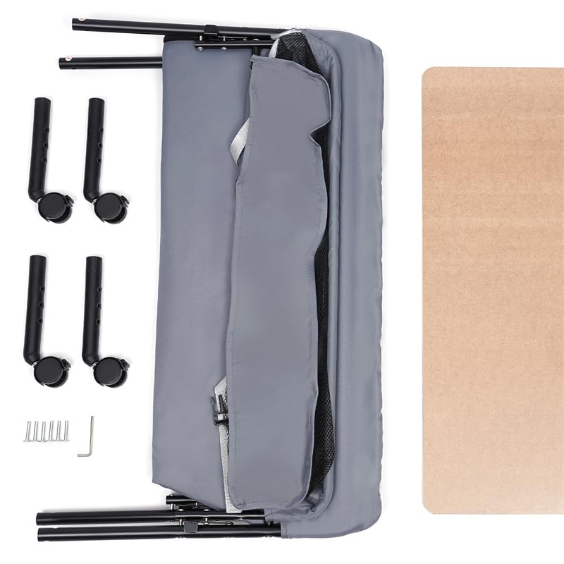 Fasciatoio Pieghevole con Ruote per Bagnetto Neonati Fasciatoio Portatile Cambio Pannolini con Tasche a Rete e Scomparti Portaoggetti Fasciatoio per Bambini (80 * 63 * 96cm-Grigio)