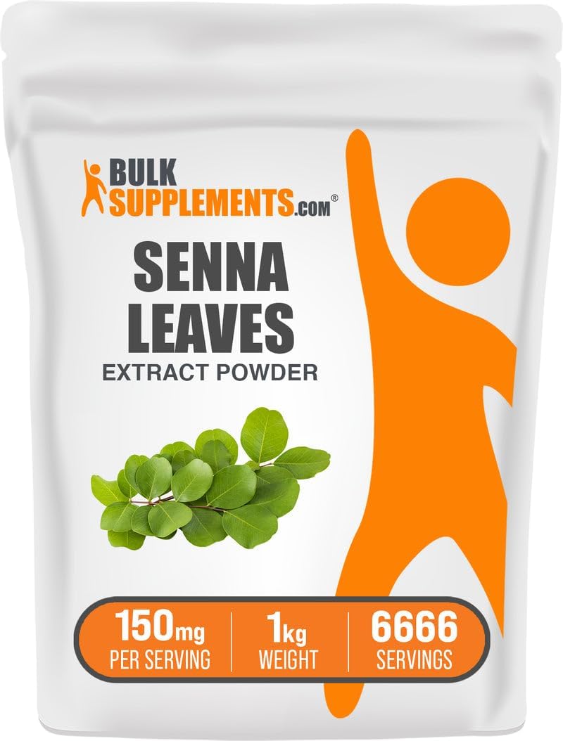 BulkSupplements.com Senna Leaf Extract - Senna Laxative, Sourced from Cassia Angustifolia Leaves - Gluten Free, 150mg per Serving, 1kg (2.2 lbs) (Pack of 1)