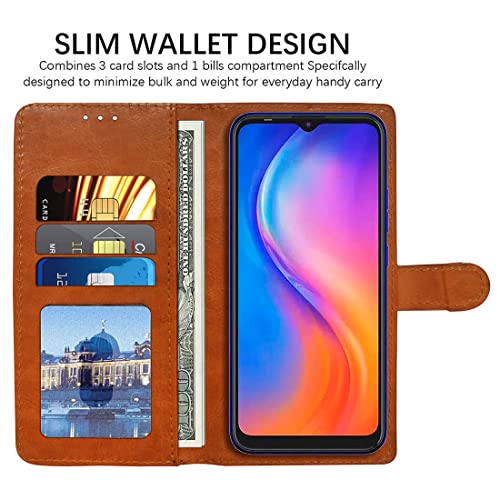 Image of Flip Cover Back Case for Tecno Spark Go (2020) | Premium Leather Finish | Inbuilt Pockets & Stand | Flip Cover Back Case for Tecno Spark Go (2020) (CamelBlue)