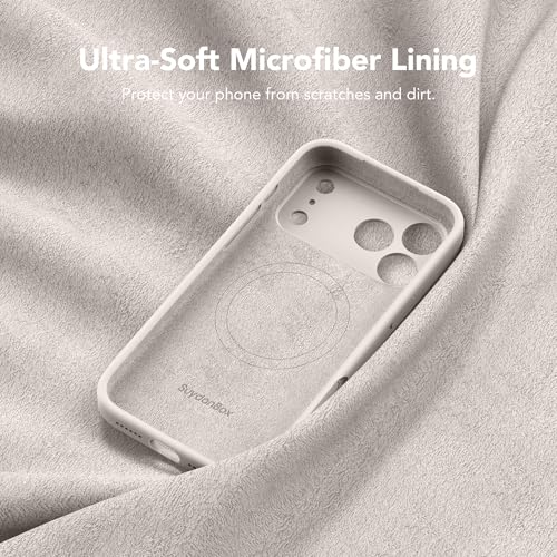 Image of Magnetic for iPhone 17 Pro Case, Compatible with MagSafe, [Full Camera Protection][Screen Protector] Silicone Shockproof Protective Phone Case for iPhone 17 Pro 6.3 inch, Stone