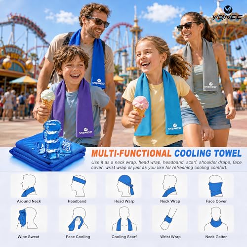 Image of YQXCC 8 Pack Cooling Towels (47 inchx12 inch), Ice Cool Towels for Neck & Face | Soft Breathable Microfiber, Instant Cooling Neck Wraps, Ideal for Yoga, Golf, Gym, Running, Camping & Hot Weather