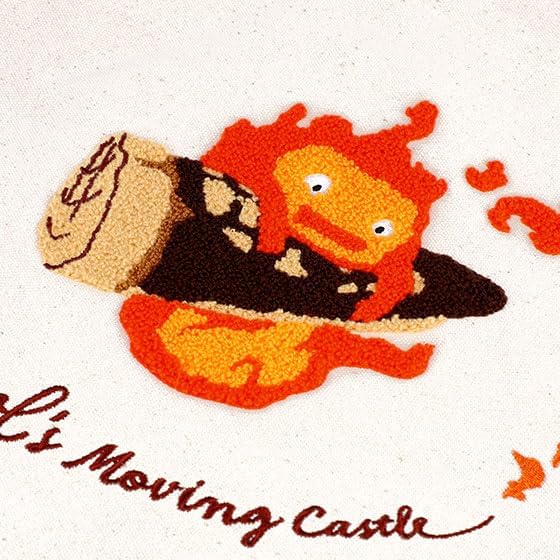 Studio Ghibli - Howl's Moving Castle - Calcifer in a Hurry - Benelic Embroidered Canvas Tote Bag