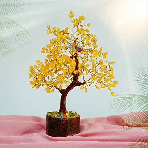 Image of REMEDYWALA Charged Energized Citrine Crystal Tree for Reiki Healing, Citrine Stone Tree Showpiece for Good Luck Home Decor, Beautiful Crystal Tree, Citrine Tree 300 Beads