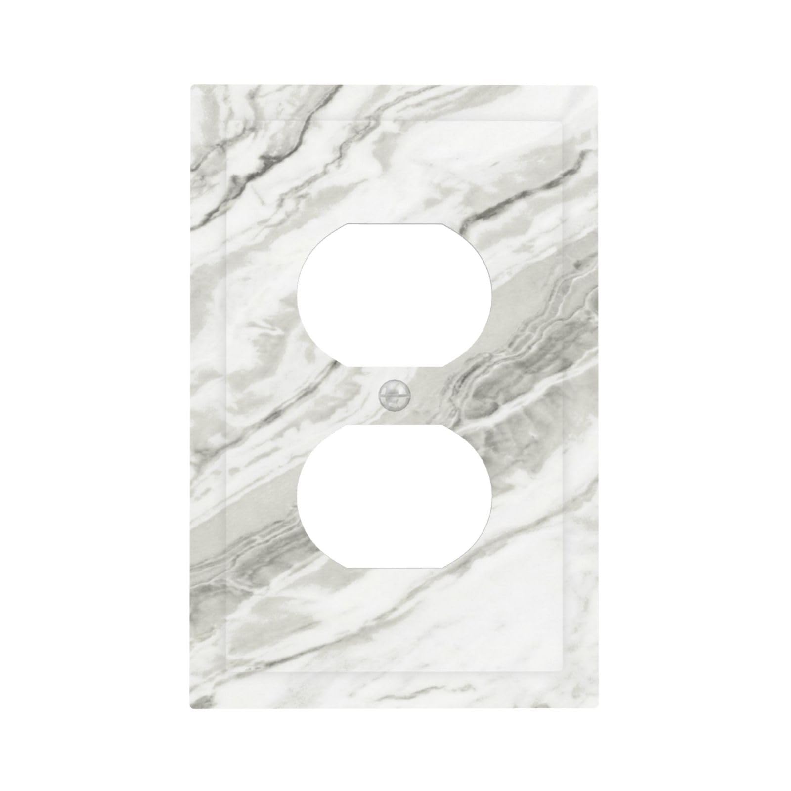 Modern White Grey Cream Marble Decorative 1 Gang Receptacle Outlet Cover Electrical Duplex Wall Plate Single Duplex Wall Plate Light Switch Cover