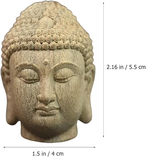 Miniatura 2 de Estatua de madera de la cabeza de Buda meditadora, decoración de la habitación espiritual para el hogar, templo, jardín zen