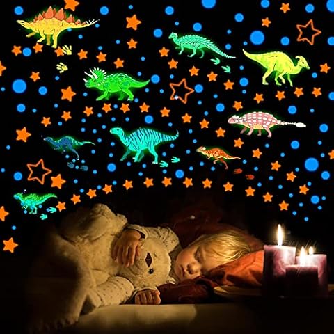 KAONESS Pegatinas de Pared Luminosas Dinosaurio y Estrellas Cover
