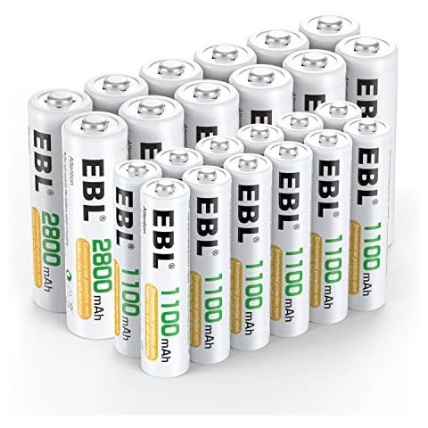 EBL 24 Sets AA AAA Batteries Combo with 12-Pack AA 2800mAh & 12-Pack AAA 1100mAh 1.2V Rechargeable Batteries Cover