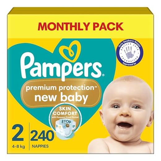 Pampers Storlek 2 nya babyblöjor, 240 antal, skydd för känslig nyfödd hud (4-8 kg / 9-18 lbs)
