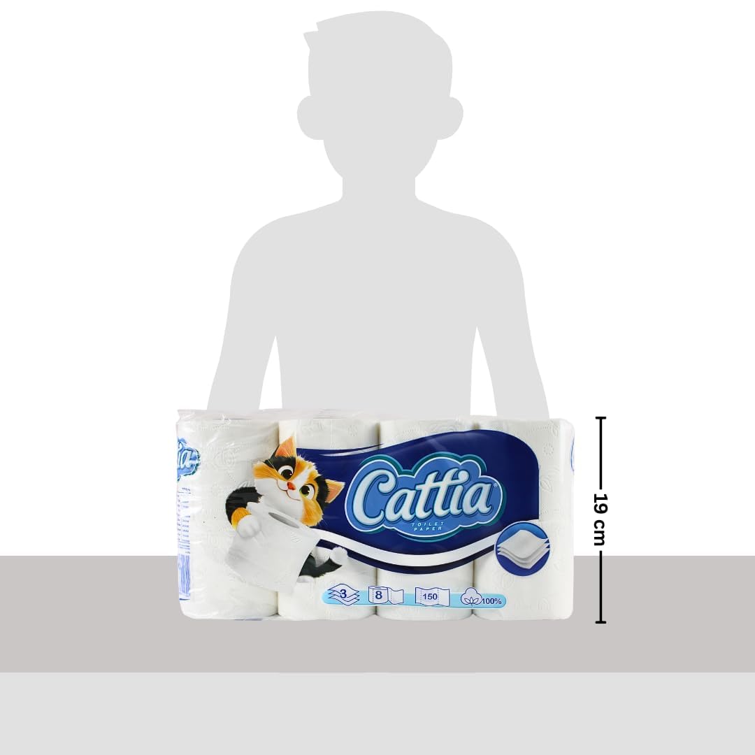 Enpack Toilettenpapier 64 Rollen, 150 Blatt pro Rolle - WC Papier 3-lagig Großpackung - 8x8 Rollen Klopapier passend für Klopapierhalter - toilet paper - Camping Toilettenpapier - weiche Abwischtücher