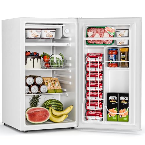 Antarctic Star Mini Compact Refrigerator with Freezer, 3.2 Cu.Ft. Single Door with Adjustable Thermostat,Removable Glass Shelves for Apartment/Dorm/Office,WHITE on Fridge.com